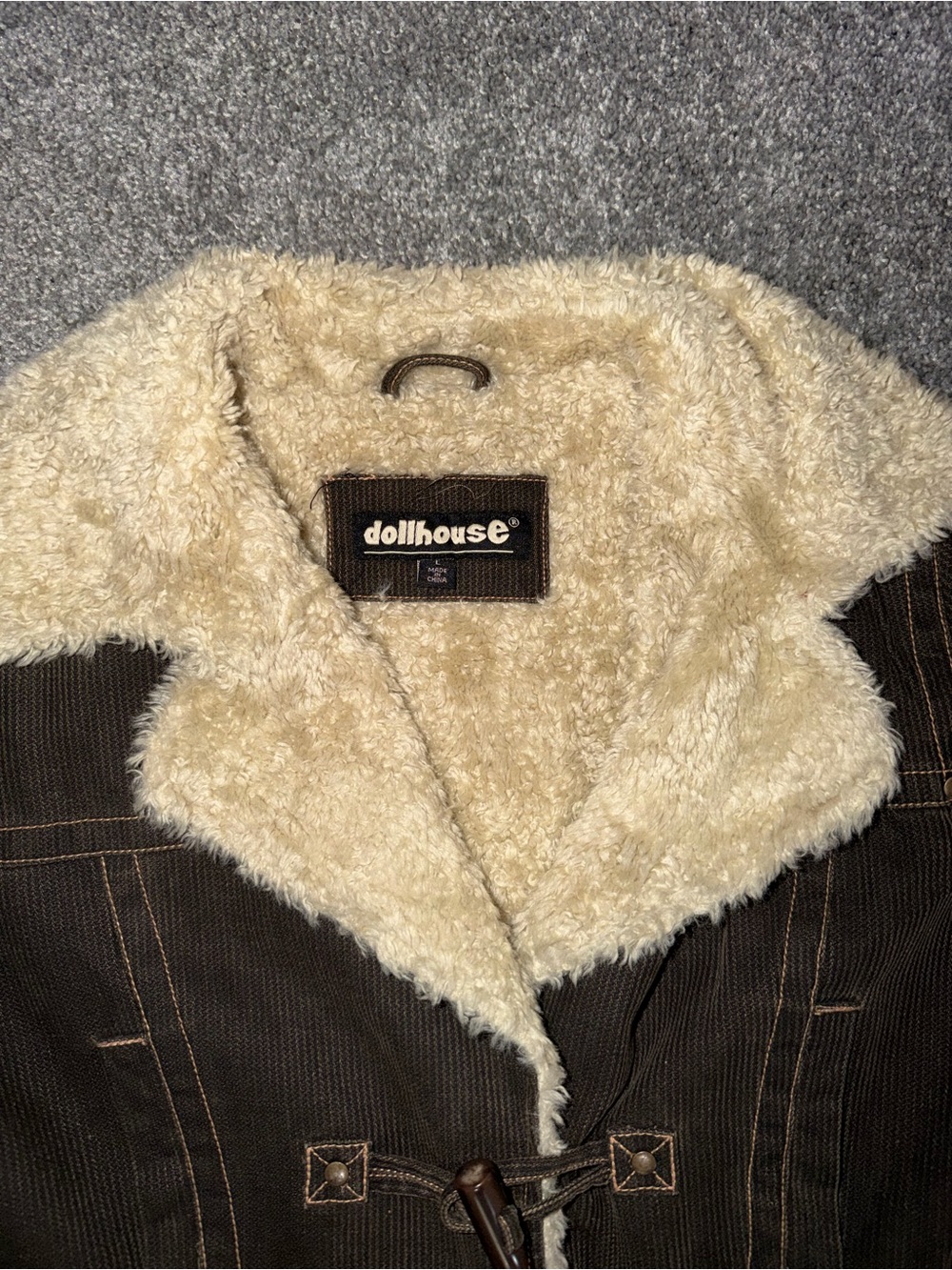Vintage Dollhouse Brown Corduroy Teddy Jacket with Cream Sherpa Collar - Picture 2 of 7